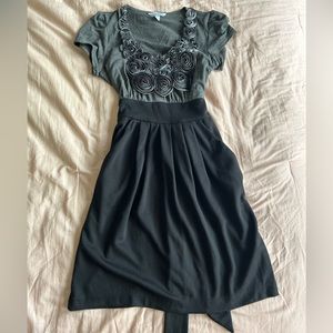 Black shirt dress with grey flowers small